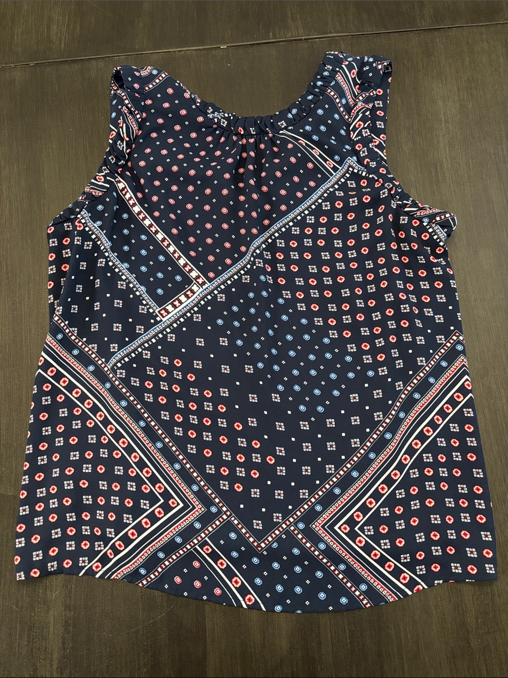 LOFT Navy Bandana-Print Sleeveless Camisole